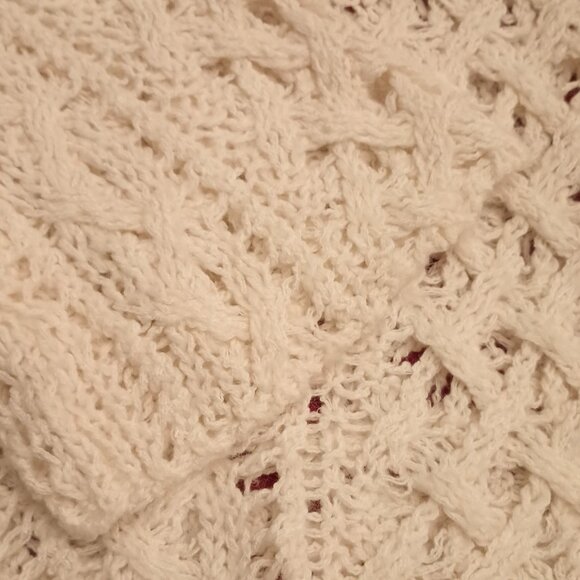 Free People Size S Cream Crochet Oversized Cropped Sweater - Picture 5 of 10